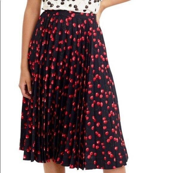 J. Crew Dresses & Skirts - J CREW *THE* Pleated Accordian black CHERRY Midi Skirt